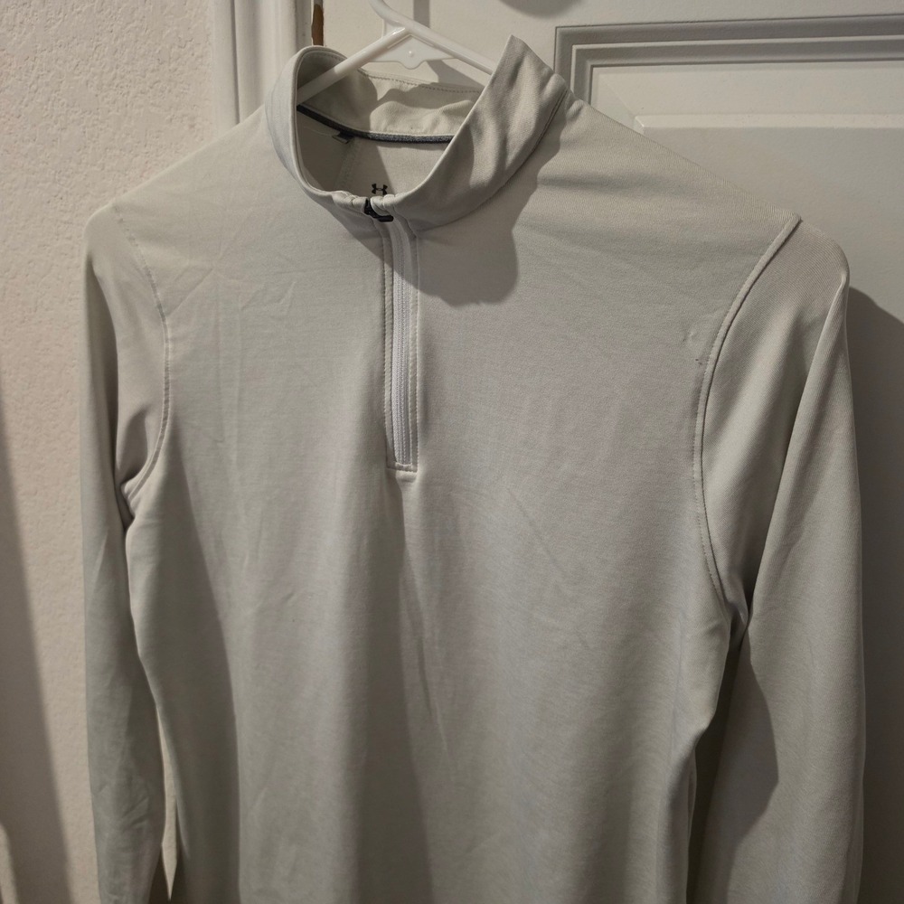 Under Armour Womens Quarter Zip Pullover Light Gray Fitted Active Top Small